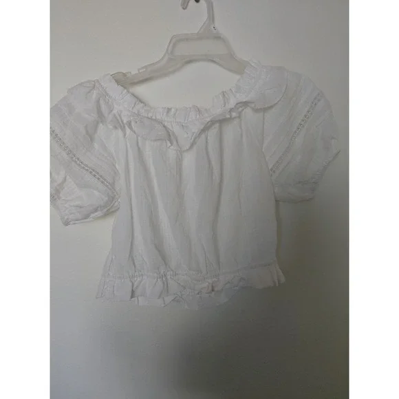 Divided H &M Womens Crop top White Elastic Arms / White Cotton Summer Top Size M - Picture 2 of 5